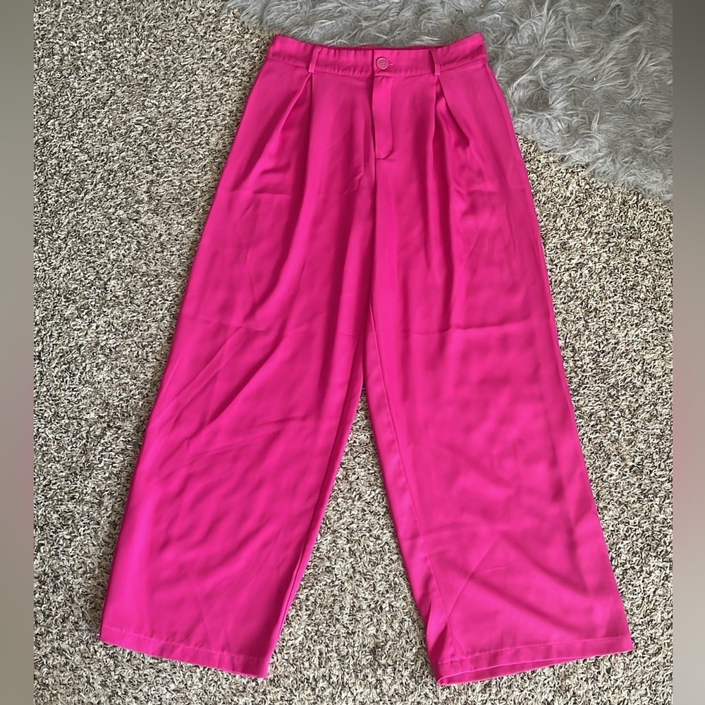 Haute Monde Vibrant Pink Wide-Leg Pants